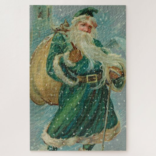 Christmas Greetings-Retro Santa Claus Postcard Legpuzzel (Verticaal)