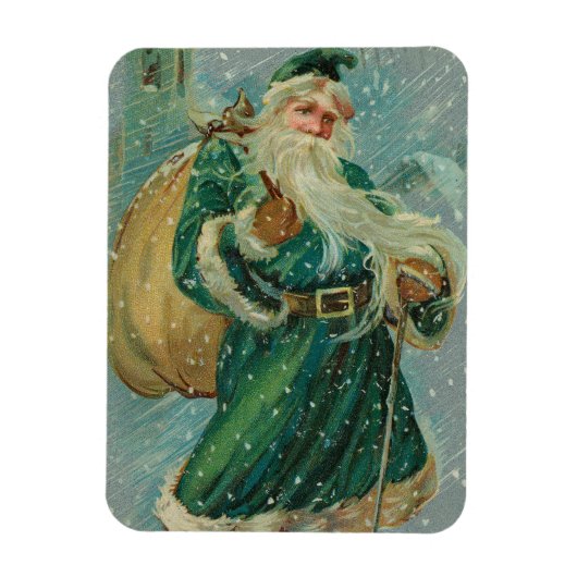 Christmas Greetings-Retro Santa Claus Postcard Magneet (Verticaal)