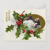 Christmas Greetings Vintage Kitty Card Briefkaart (Voorkant)