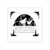 "CHRISTMAS GREETINGS" WOOD ART STAMP RUBBERSTEMPEL (Afrduk)