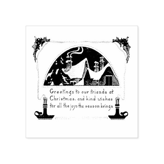  "CHRISTMAS GREETINGS" WOOD ART STAMP RUBBERSTEMPEL (Afrduk)