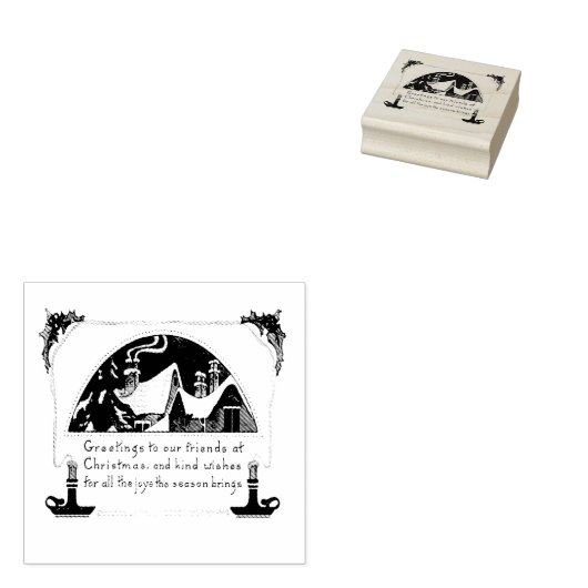  "CHRISTMAS GREETINGS" WOOD ART STAMP RUBBERSTEMPEL (Gestempeld)