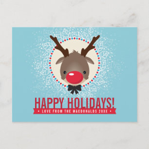 CHRISTMAS GREETTING Red nose reinherder rudolph bl Feestdagenkaart