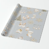 Christmas grey gold wrapping paper cadeaupapier (Uitgerold)