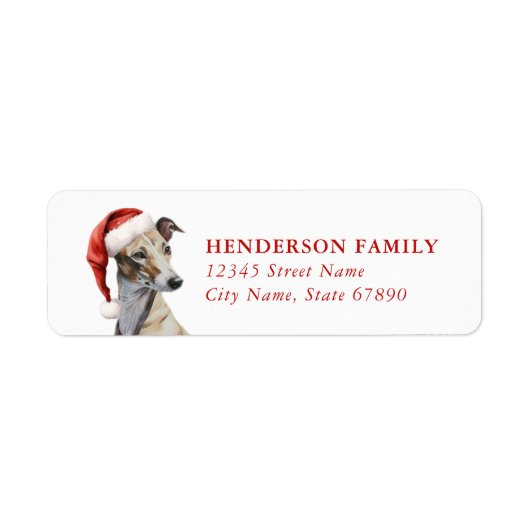 Christmas Greyhound Dog Retour Adreslabels Etiket (Voorkant)