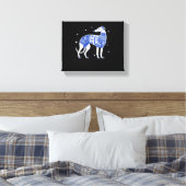 Christmas Greyhound Dog Wearing an Ugly Sweater Bl Canvas Afdruk (Insitu (Slaapkamer))