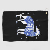 Christmas Greyhound Dog Wearing an Ugly Sweater Bl Golfhanddoek (Horizontaal)