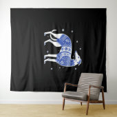 Christmas Greyhound Dog Wearing an Ugly Sweater Bl Wandkleed (In Situ (horizontaal))