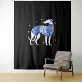 Christmas Greyhound Dog Wearing an Ugly Sweater Bl Wandkleed (In situ)