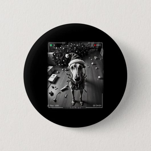 Christmas Greyhound op camera vastgelegd Ronde Button 5,7 Cm (Voorkant)