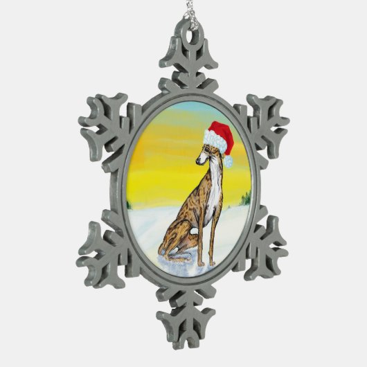 christmas greyhound tin sneeuwvlok ornament (Links)
