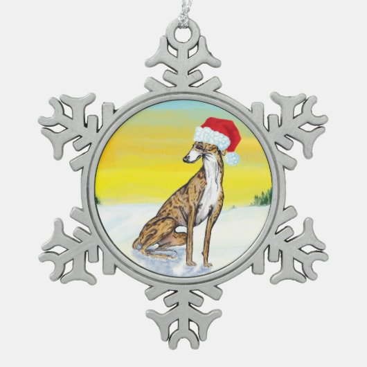 christmas greyhound tin sneeuwvlok ornament (Voorkant)