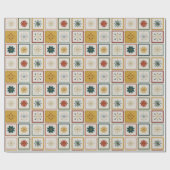 Christmas Grid of Flowers, Leaves & Snowflakes Cadeaupapier (Vlak)