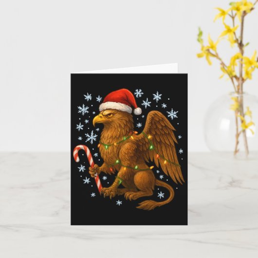 Christmas Griffin Magic Mythical Holiday Srit Long Kaart (Gele Bloem)
