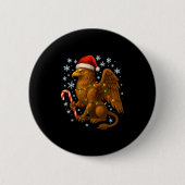 Christmas Griffin Magic Mythical Holiday Srit Long Ronde Button 5,7 Cm (Voorkant)