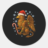 Christmas Griffin Magic Mythical Holiday Srit Long Ronde Sticker (Voorkant)