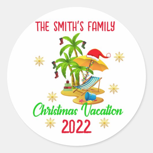 Christmas Group Vacation Funny Happy Holiday Ronde Sticker (Voorkant)