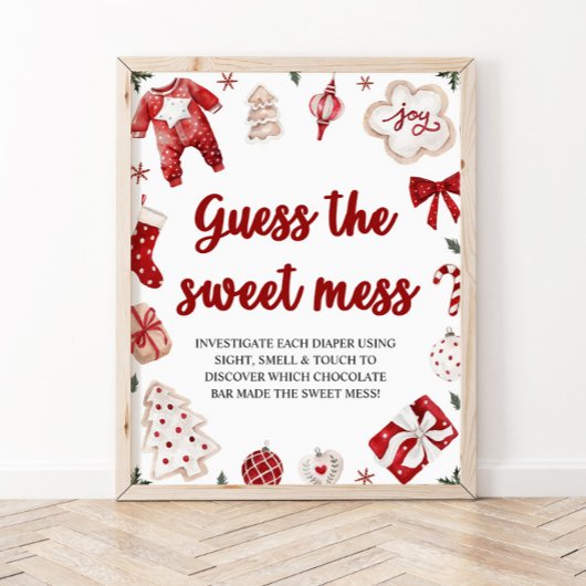 Christmas Guess de Sweet Mess Baby shower Game Poster