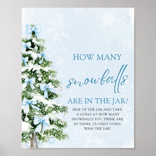 Christmas Guess How Many Snowballs Baby Shower  Poster (Voorkant)