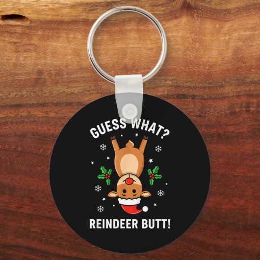 Christmas Guess What_ Reindeer Butt! Funny Reindee Sleutelhanger (Voorkant)