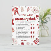 Christmas Guess Wie Mam of Pap Baby shower Spel Kaart (Staand voorkant)
