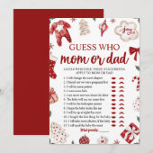 Christmas Guess Wie Mam of Pap Baby shower Spel Kaart (Voorkant / Achterkant)