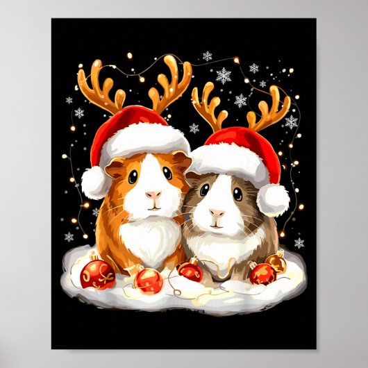 Christmas Guinea G Reindeer Xmas  Poster (Voorkant)