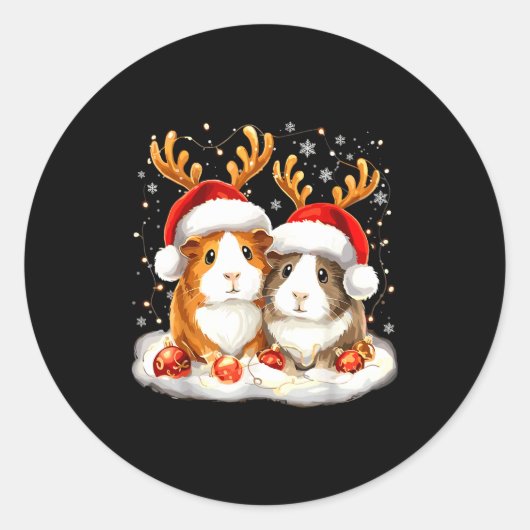 Christmas Guinea G Reindeer Xmas  Ronde Sticker (Voorkant)