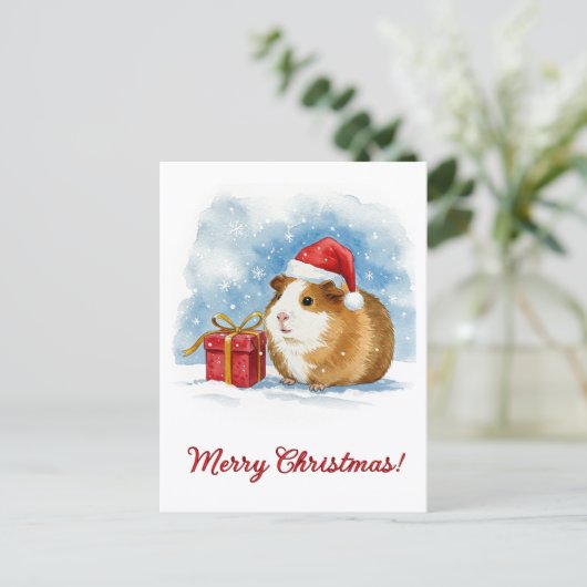 Christmas Guinea Pig Postcard Briefkaart (Staand voorkant)