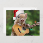 Christmas guitar pig briefkaart (Voorkant / Achterkant)
