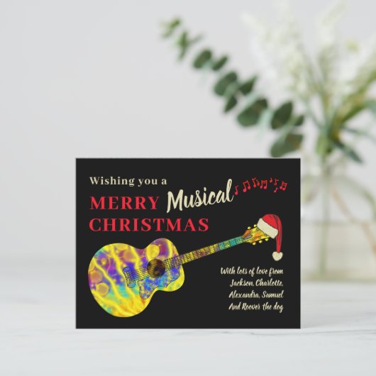Christmas Guitar Rock and Roll Budget Feestdagenkaart (Staand voorkant)