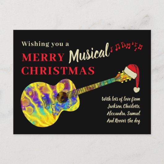 Christmas Guitar Rock and Roll Budget Feestdagenkaart (Voorkant)