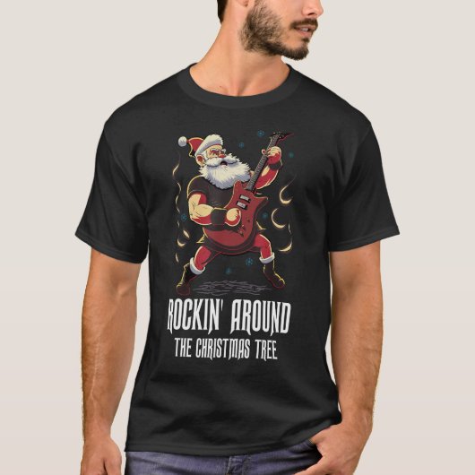 Christmas Guitar  Santa Claus Guitarist  Guitar T-shirt (Voorkant)