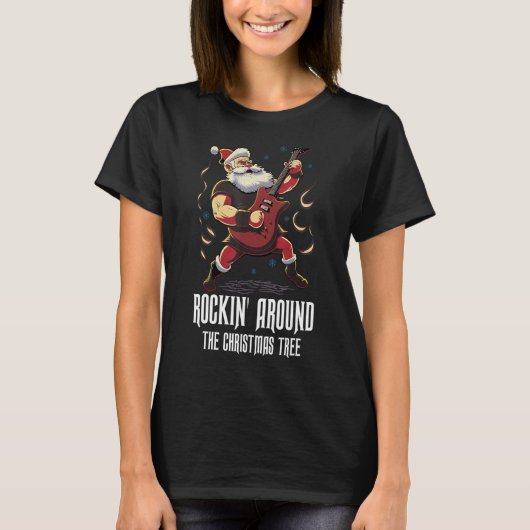 Christmas Guitar  Santa Claus Guitarist  Guitar T-shirt (Voorkant)