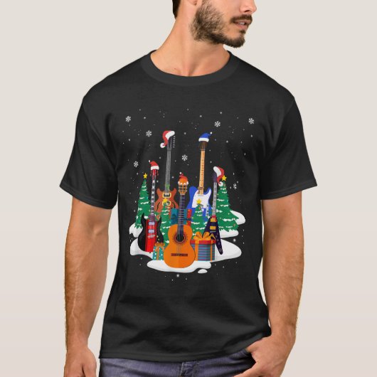 Christmas Guitar Tree Holiday Design T-shirt (Voorkant)
