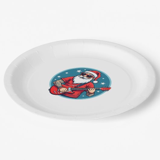 Christmas guitarist  Rockmusic Christmas (1) Papieren Bordje (Gekanteld)