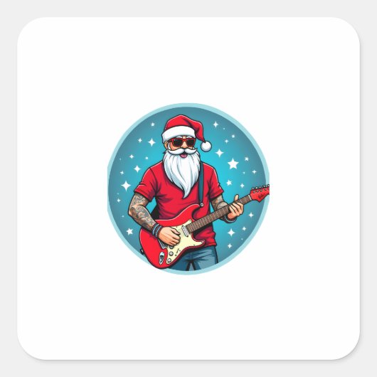 Christmas guitarist  Rockmusic Christmas (2) Vierkante Sticker (Voorkant)
