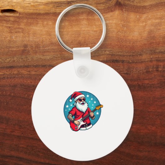 Christmas guitarist  Rockmusic Christmas (3) Sleutelhanger (Voorkant)