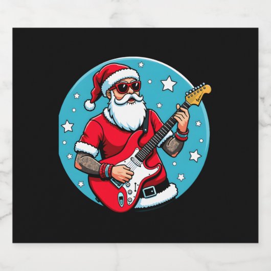 Christmas guitarist  Rockmusic Christmas (4) Sparkling Wijnetiket (Enkel label)