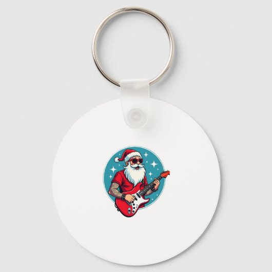 Christmas guitarist  Rockmusic Christmas Sleutelhanger (Voorkant)