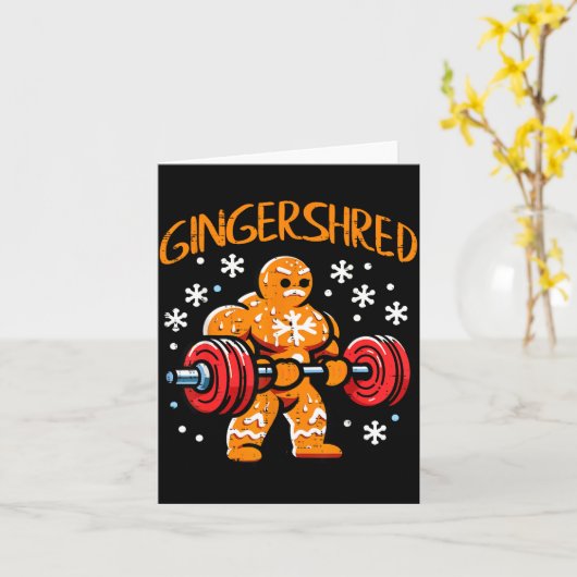 Christmas Gym Gingerbread Gingershred Xmas Workout Kaart (Gele Bloem)