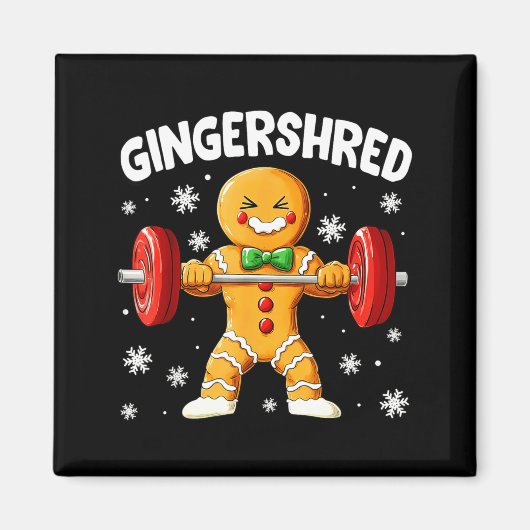 Christmas Gym Gingerbread Gingershred Xmas Workout Magneet (Voorkant)