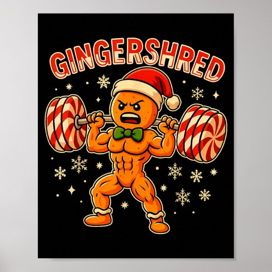 Christmas Gym Gingerbread Gingershred Xmas Workout Poster (Voorkant)