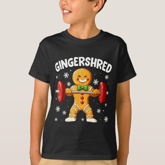 Christmas Gym Gingerbread Gingershred Xmas Workout T-shirt (Voorkant)