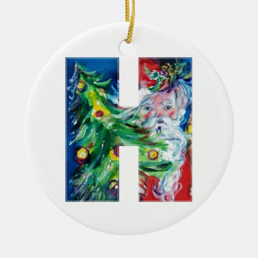 CHRISTMAS H BRIEF / SANTA MET CHRISTMAS TREE KERAMISCH ORNAMENT (Voorkant)