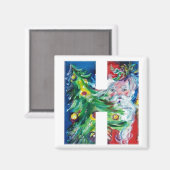 CHRISTMAS H BRIEF / SANTA MET CHRISTMAS TREE MAGNEET (Voorkant / Achterkant)