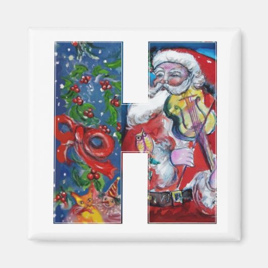CHRISTMAS H BRIEF / SANTA MET VIOLIN MONOGRAM MAGNEET (Voorkant)