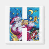 CHRISTMAS H LETTER/INSPIRED SANTA MONOGRAM MAGNEET (Voorkant)