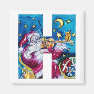 CHRISTMAS H LETTER/INSPIRED SANTA MONOGRAM MAGNEET