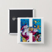 CHRISTMAS H LETTER/INSPIRED SANTA MONOGRAM VIERKANTE BUTTON 5,1 CM (Voorkant /achterkant)